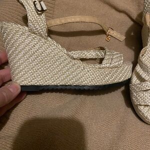 Women's Cream Wedge Sandals